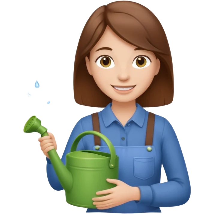 brown haired female with watering pot emoji