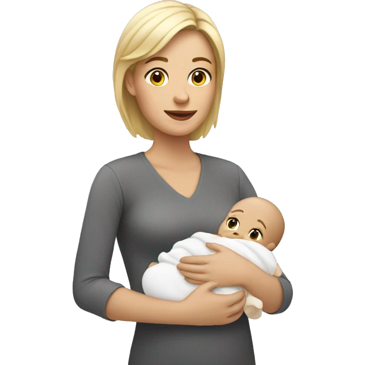 white mom holding white baby emoji