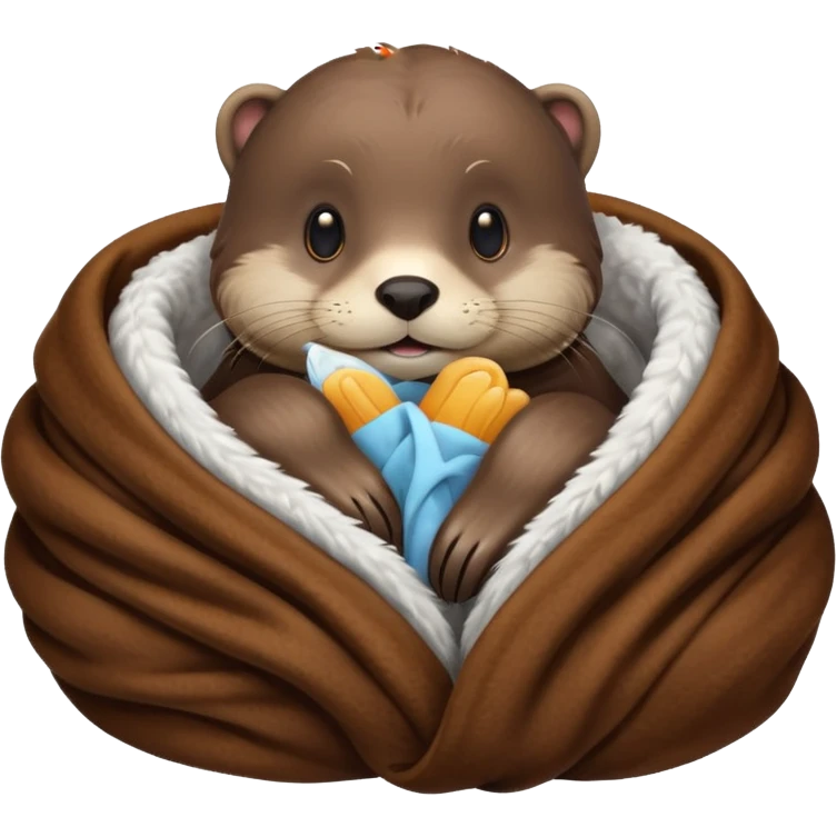 Otter cozy in blanket emoji