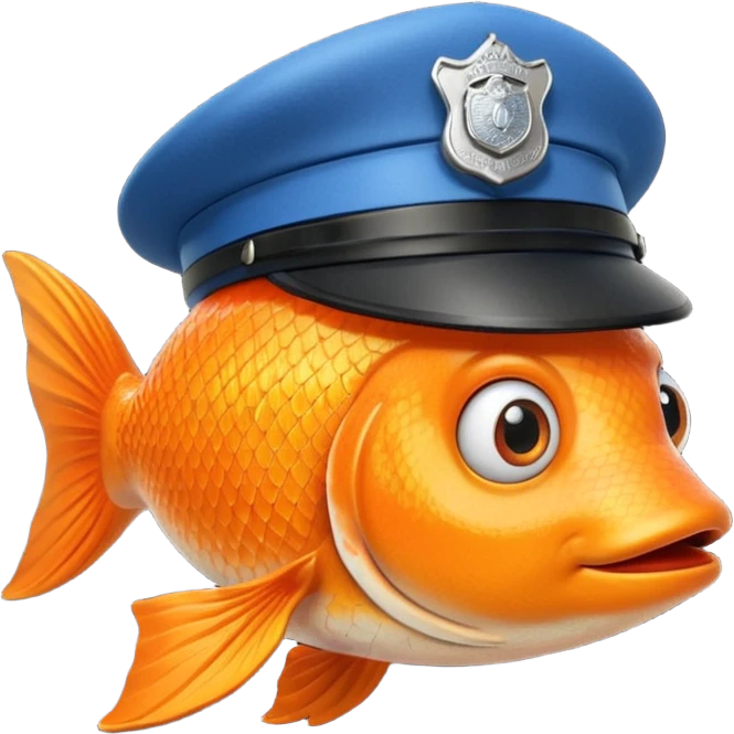 ORENGE COLOR FİSH WİTH POLİCE HAT emoji