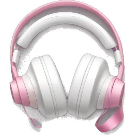white headphones with baby pink ribbons  emoji
