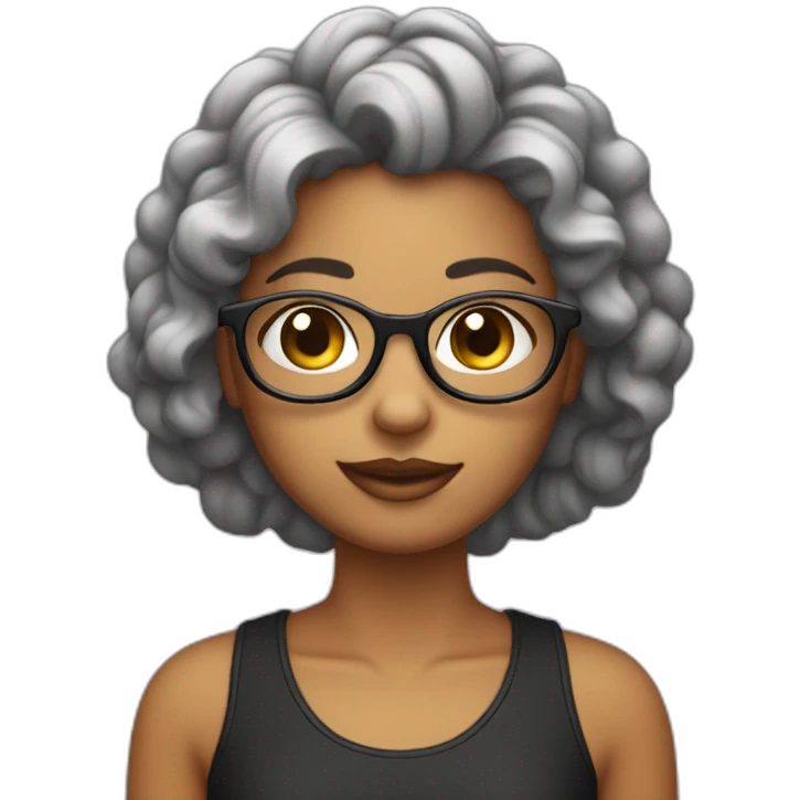 menina no computador com o cabelo preto e de óculos emoji