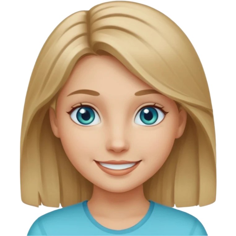 girl with dark blonde hair with aquamarine eyes emoji