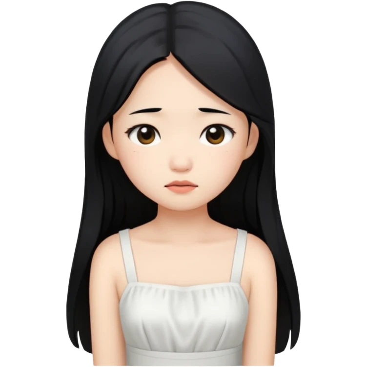 asian girl tired face white dress emoji