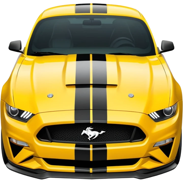 Ford Mustang with center black strip design and in written 309 and in front real pony logo in yellow colour  emoji