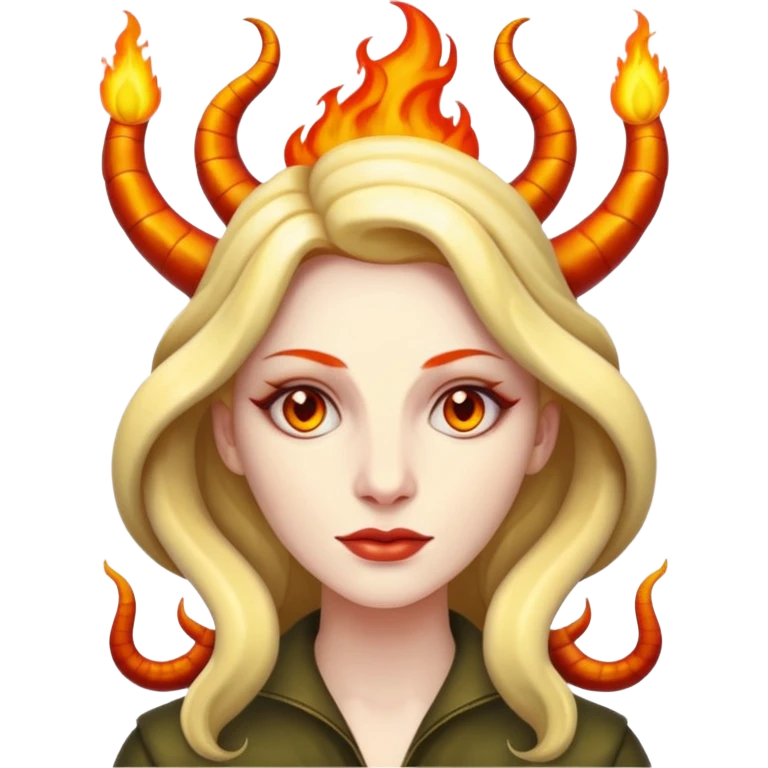 Women snake  and flame horn emoji
