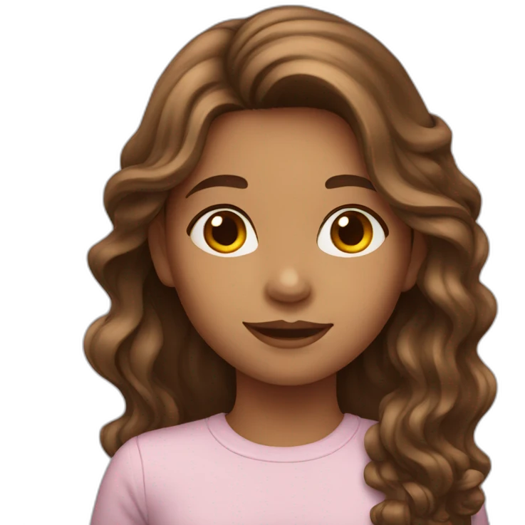 girl with long wavy brown hair emoji