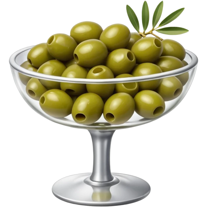 Silver cocktail dish filled with green olives  emoji