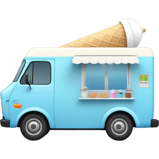 minimalistic blue ice-cream van, side view emoji