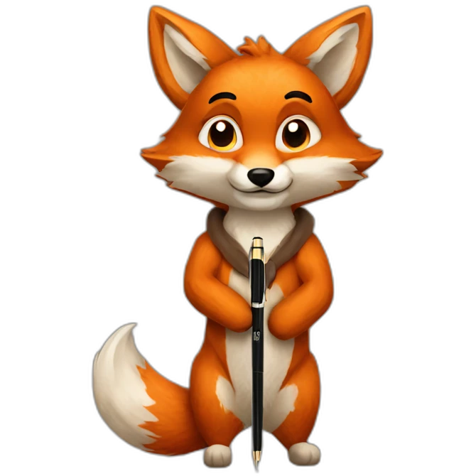 furry fox with pen emoji