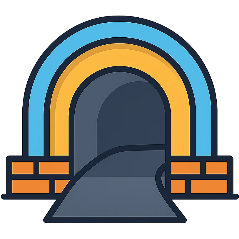 stylized tunnel entrance icon, curved archway, subtle shading, modern icon style emoji