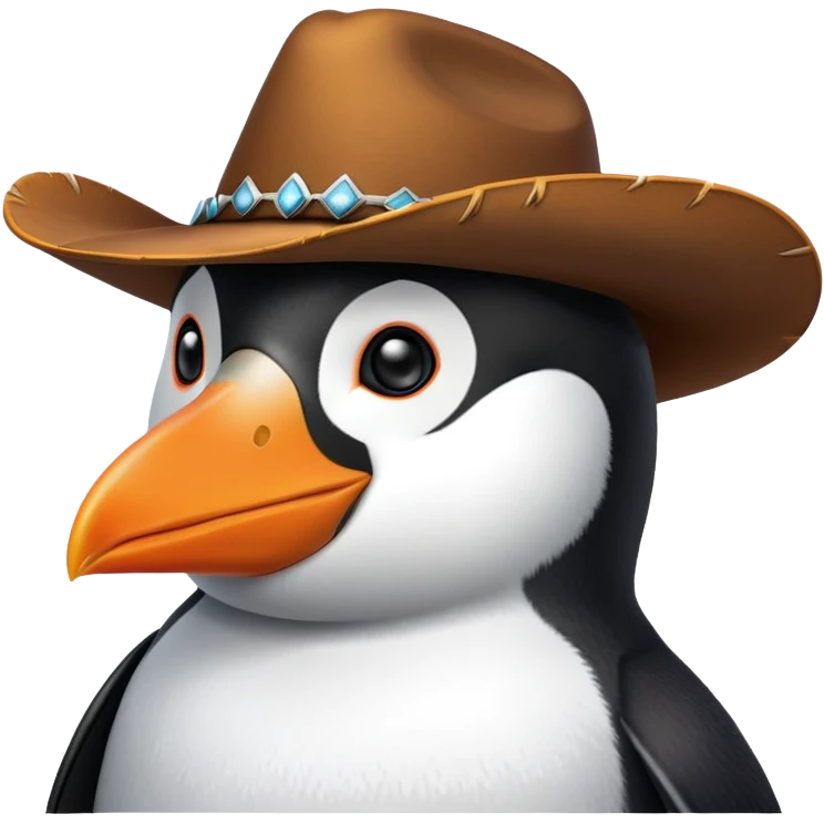 Penguin Sheriff cowboy hat emoji