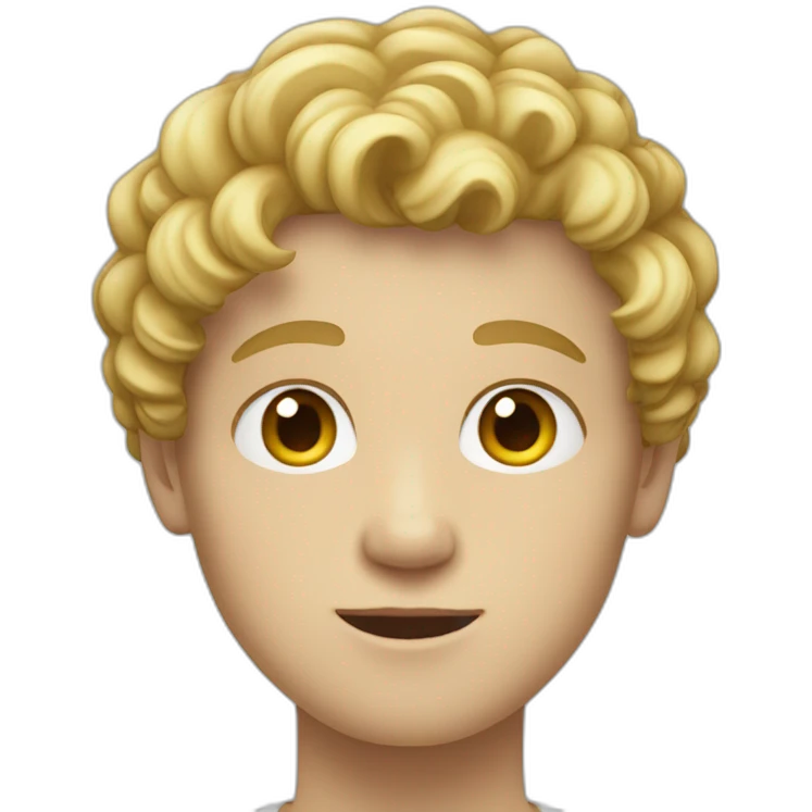 A white teenager boy with a round face short curly blonde emoji