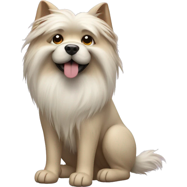 Chinese crescent dog with furry feet and furry head hair emoji