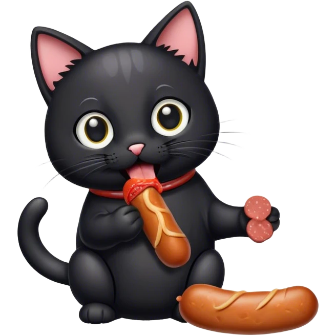 cat eat sausage emoji