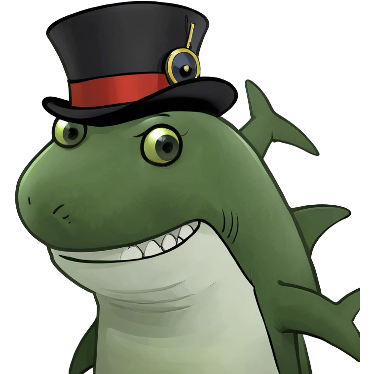 Shark with a top hat emoji