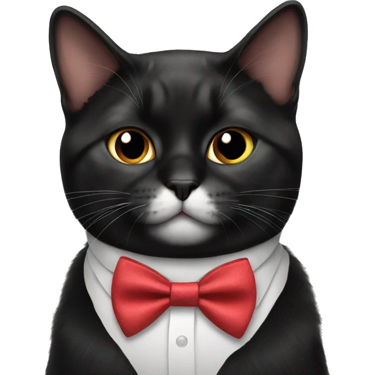 black cat wearing bow tie emoji