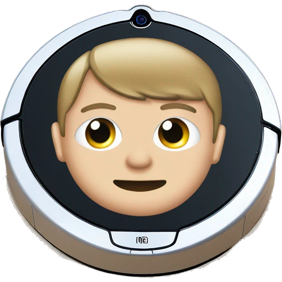 Justin Biebers face on a robot vacuum  emoji