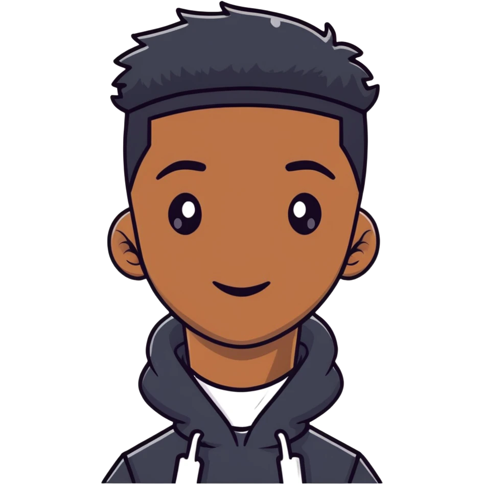 19-year-old Black male, stylish casual outfit, modern hairstyle emoji