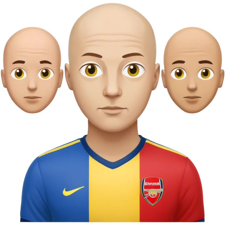 Bald Arsenal fan in red and white and bald Brøndby fan in yellow and blue emoji