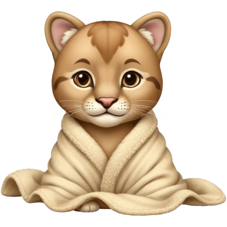 Cozy puma cougar cub in blanket emoji