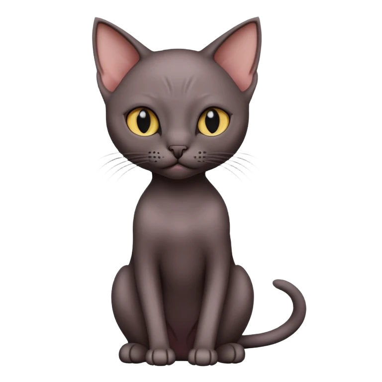 Dark hairless cat sitting emoji