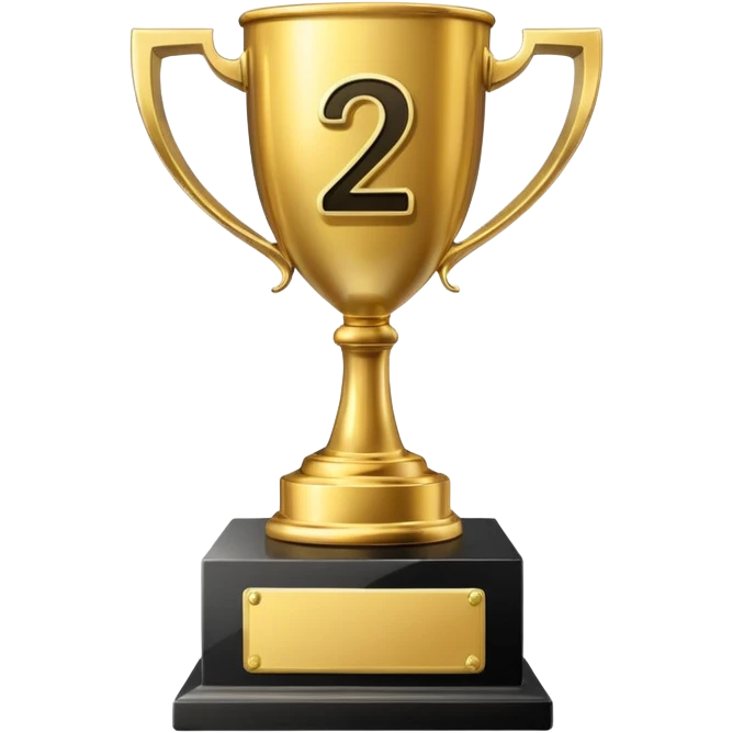 second place trophy with a number two engraved emoji