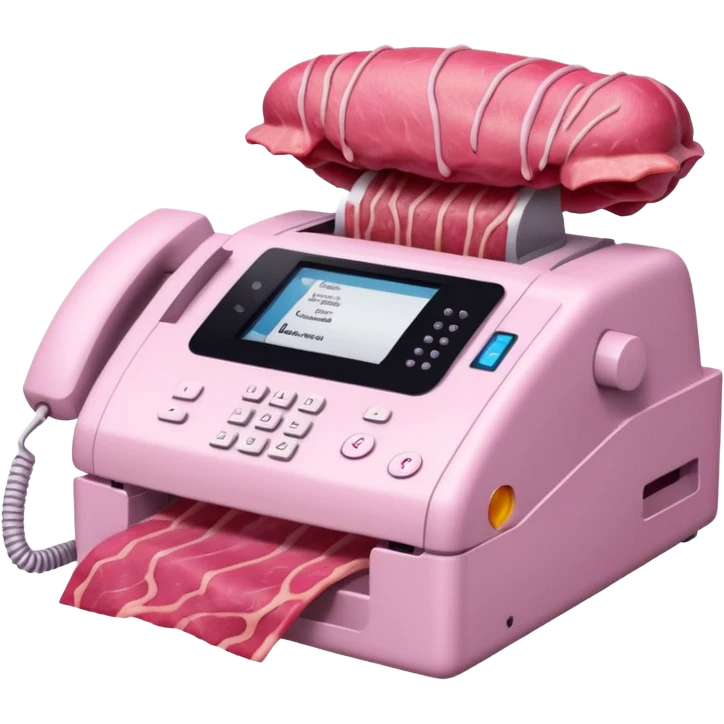 fax machine made of pink meat emoji