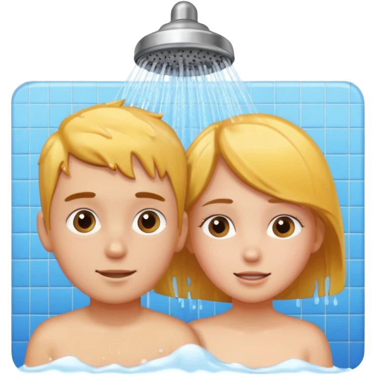 A nakid boy and girl in the shower together emoji
