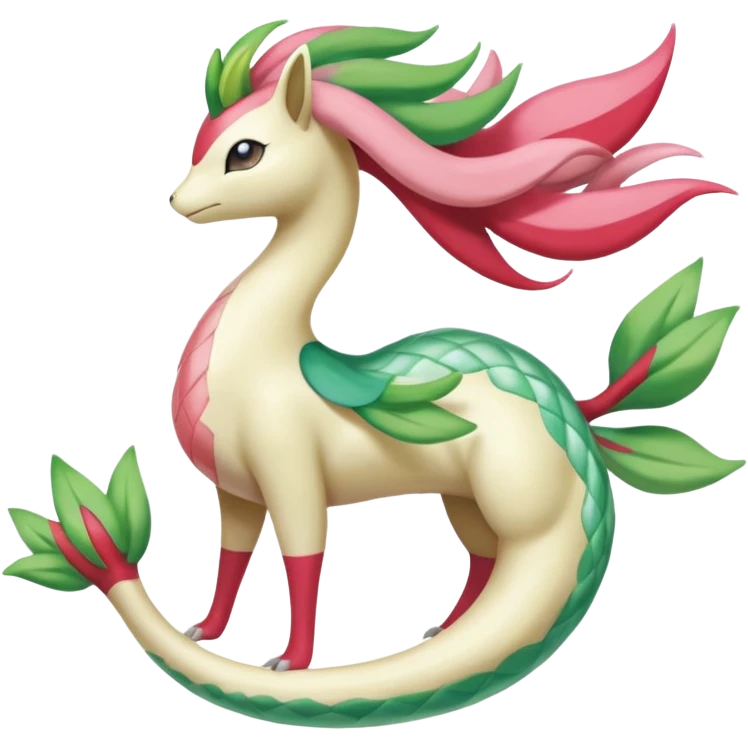 Shaymin-Meloetta-Cresselia-Milotic-Amaura-Pokémon-Fakémon-fusion, full body emoji