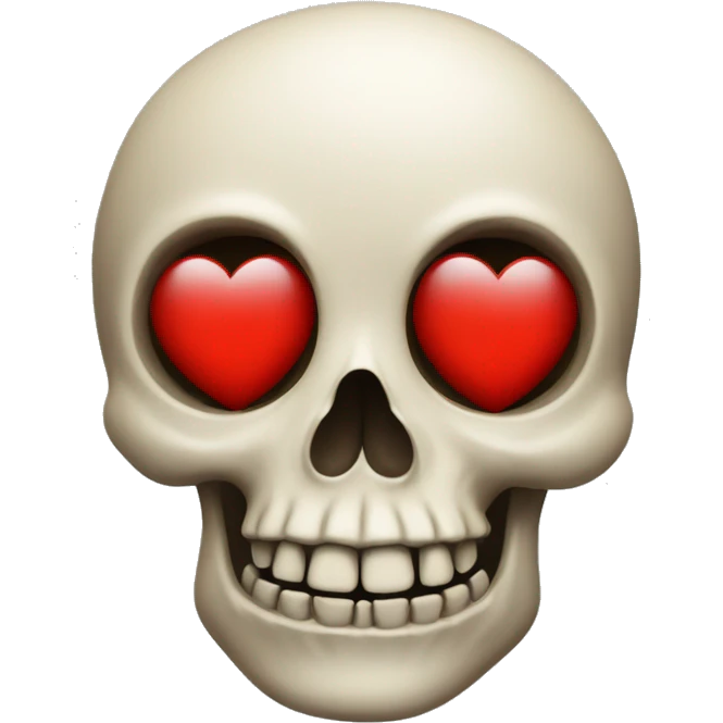A skull with red heart eyes emoji