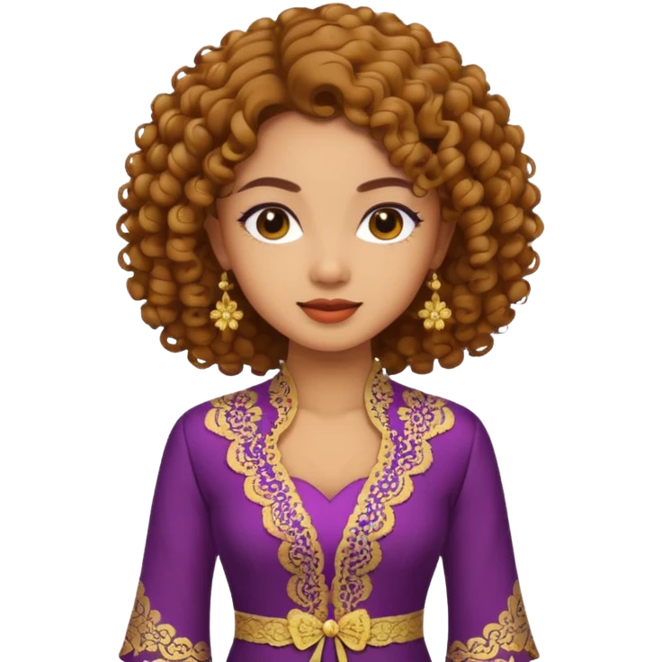 tan skin women, with Curly hair, wear kebaya  emoji