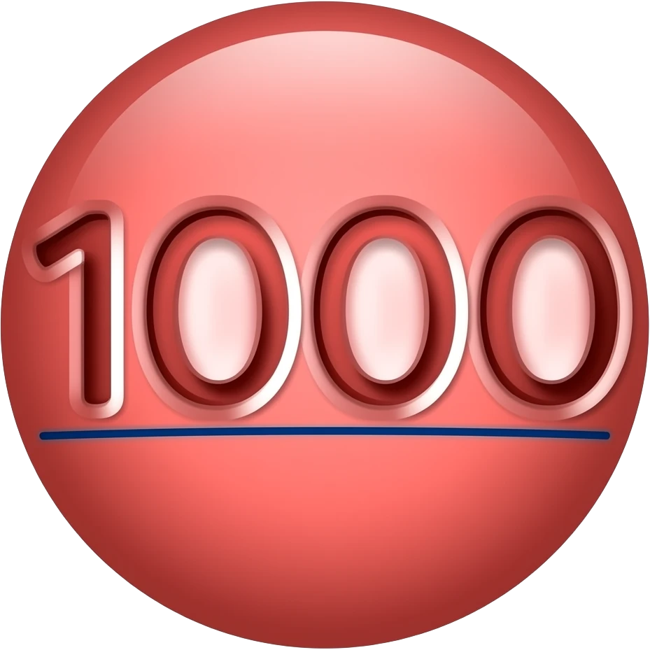 The number 1000 in all red underlined twice emoji