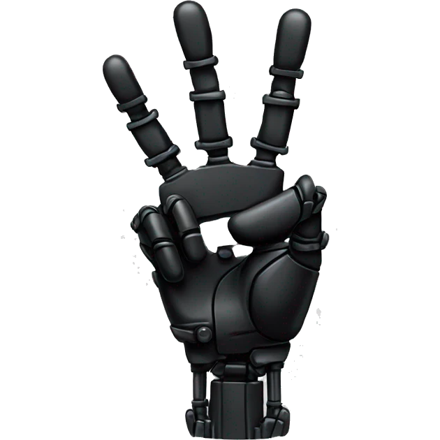 black robotic peace sign hand emoji