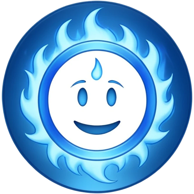 A minimalist CD disc with a subtle blue fire design, emoji style, blue fire, variation 2 emoji