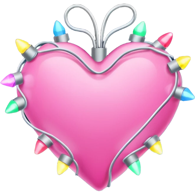 Pink heart wrapped in Christmas lights  emoji