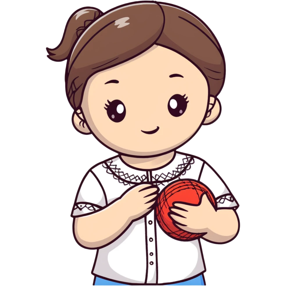 A young Ukrainian girl in a white embroidered shirt holds a ball of thread in her hand emoji
