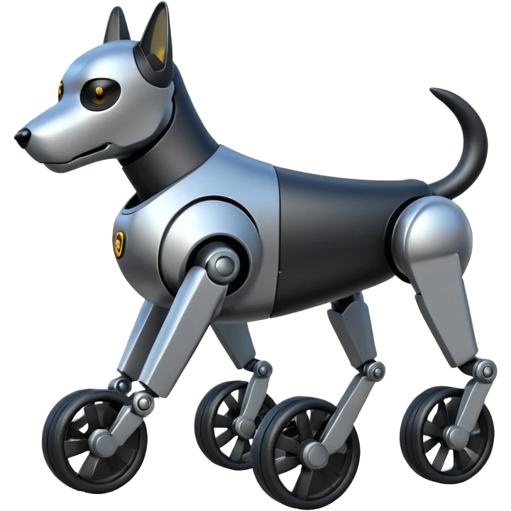 Stylish Military Robot dog with wheels  emoji