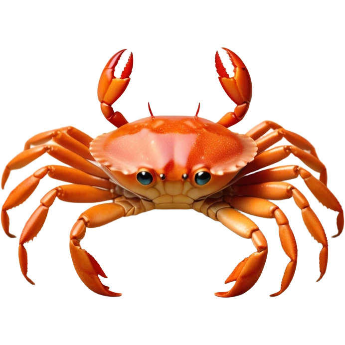 Cinematic Noble Baby Crab Portrait Emoji, Poised and curious, with a small, delicate carapace in vibrant hues, tiny, alert eyes on short stalks, and miniature, intricately detailed pincers, Simplified yet sharp and sophisticated features, highly detailed, glowing with a soft, coastal radiance, high shine, intelligent and determined, stylized with an air of seaside authority, focused and attentive, soft glowing outline, capturing the essence of a watchful and confident juvenile crustacean that appears ready to scuttle out of the screen with effortless charm! emoji