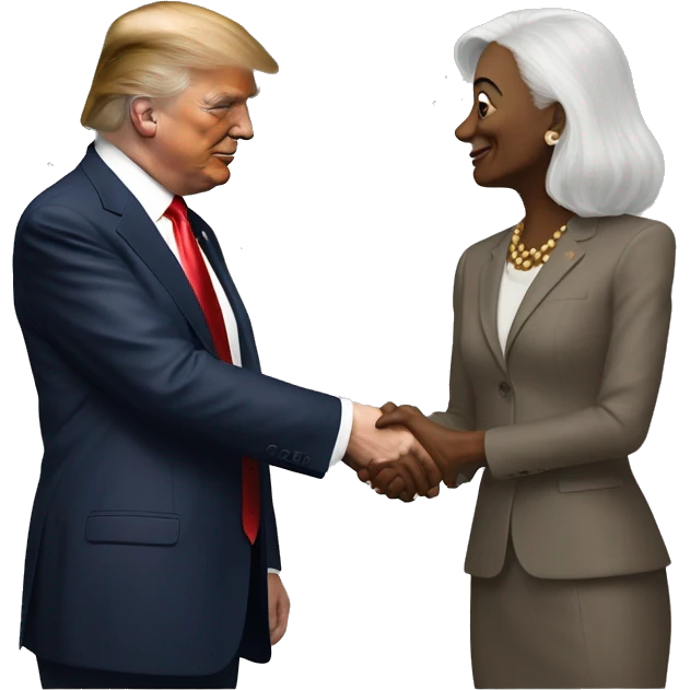 Kamala Kariss shakes hands with Donald Trump   emoji