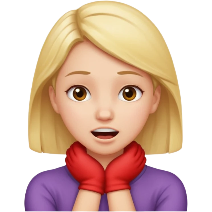arms crossed holding neck open mouth girl emoji