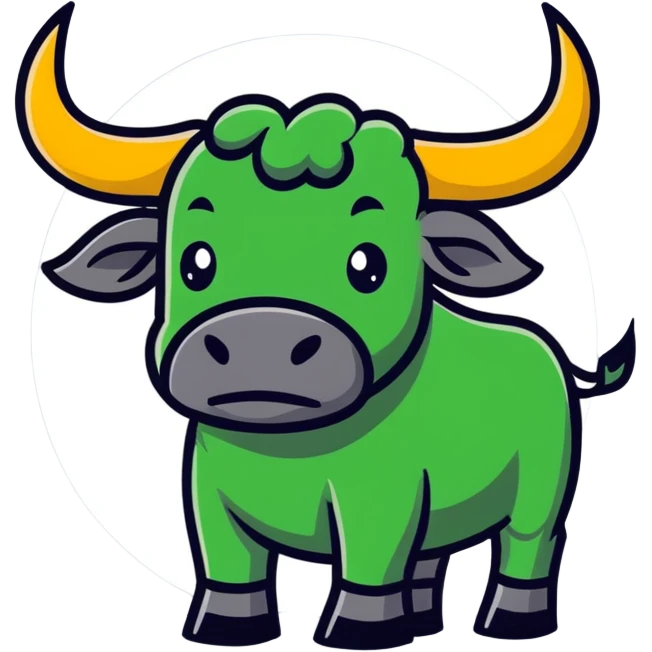 Grey bull with gold and green accents emoji