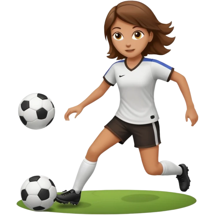 chica blanca con pelo castaño jugando futbol emoji