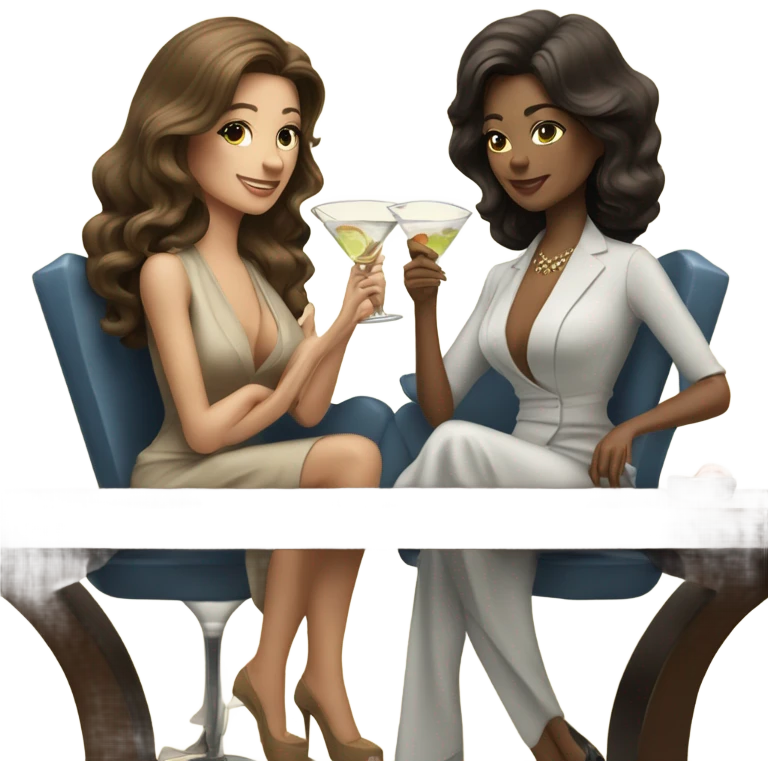 rich caucasian women two friends sipping martinis brunettes emoji