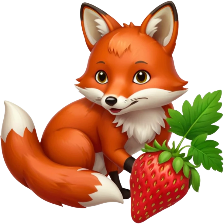 fox eating strawberries emoji