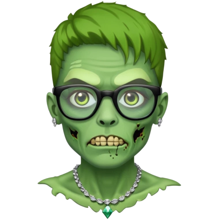 Zombie verde con lentes negros y cadena de diamantes  emoji