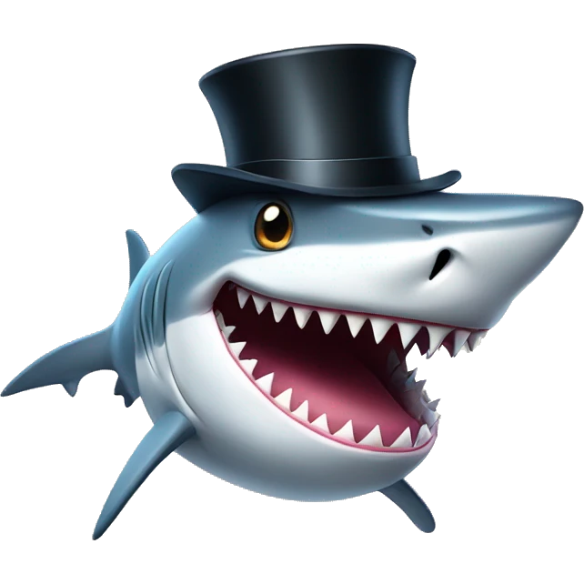 Shark with a top hat emoji