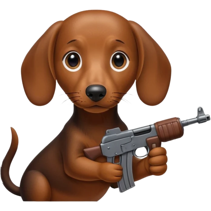 Dachshund dog Holding M16 emoji