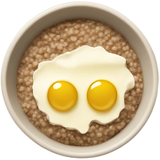 buckwheat porridge in a bowl with a piece of butter  emoji