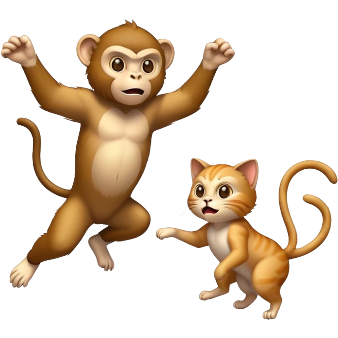 Monkey fighting a cat emoji